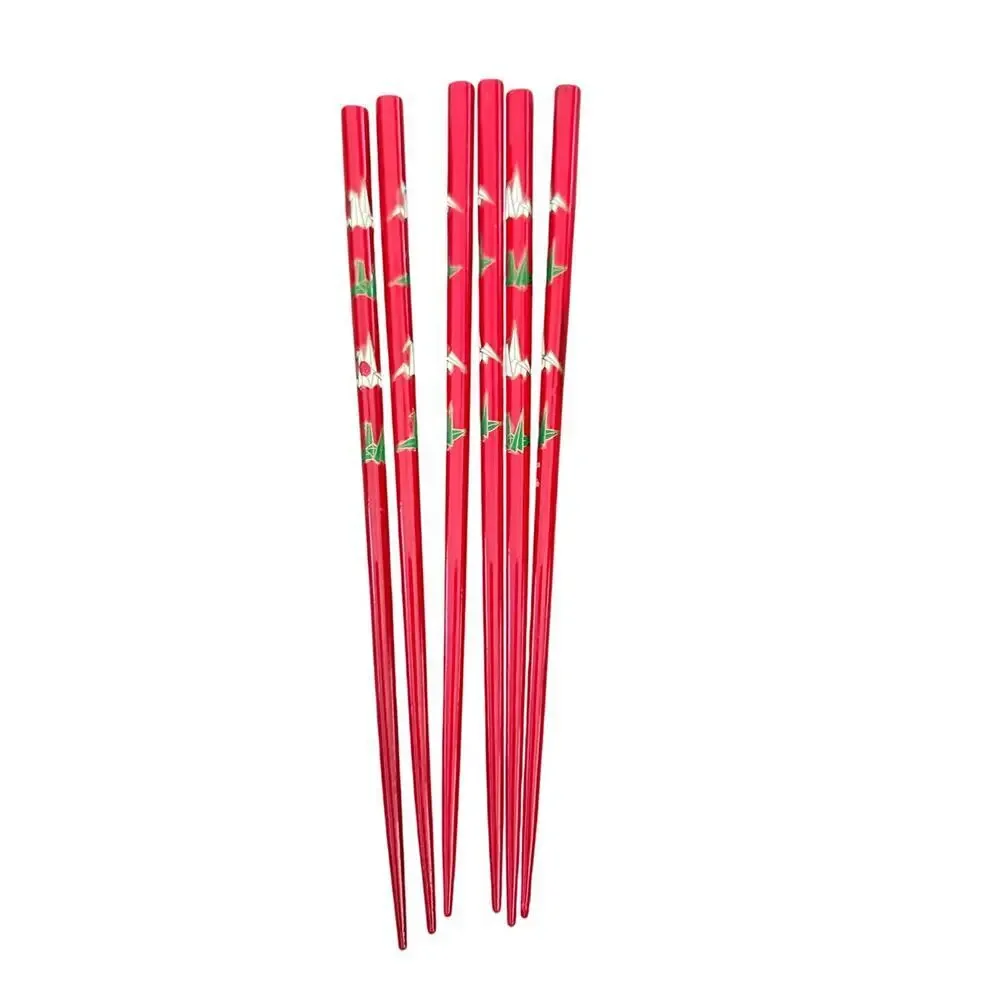 Vintage Red Japanese Wooden Chopsticks Pack Of 3 sets